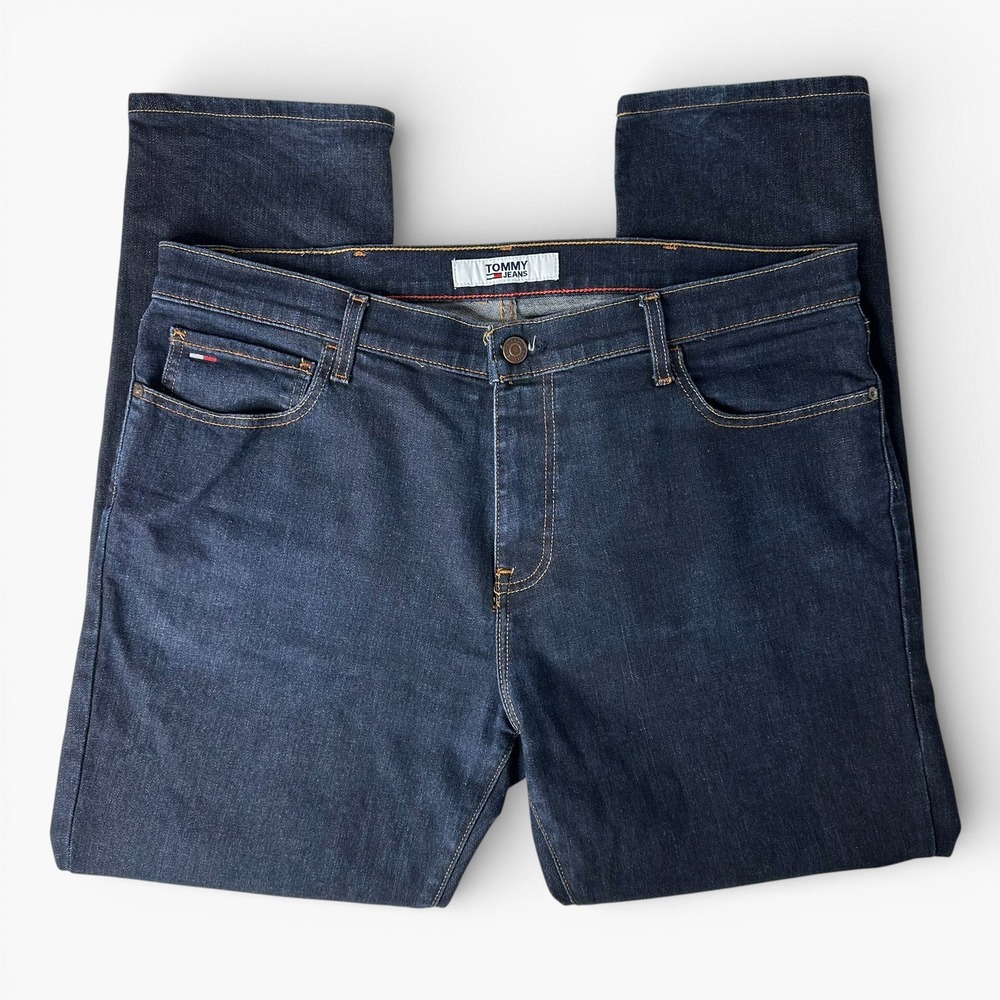 Tommy Hilfiger Jeans Mens 38x30 Slim Etroite Delgado Dark Wash Denim Classic